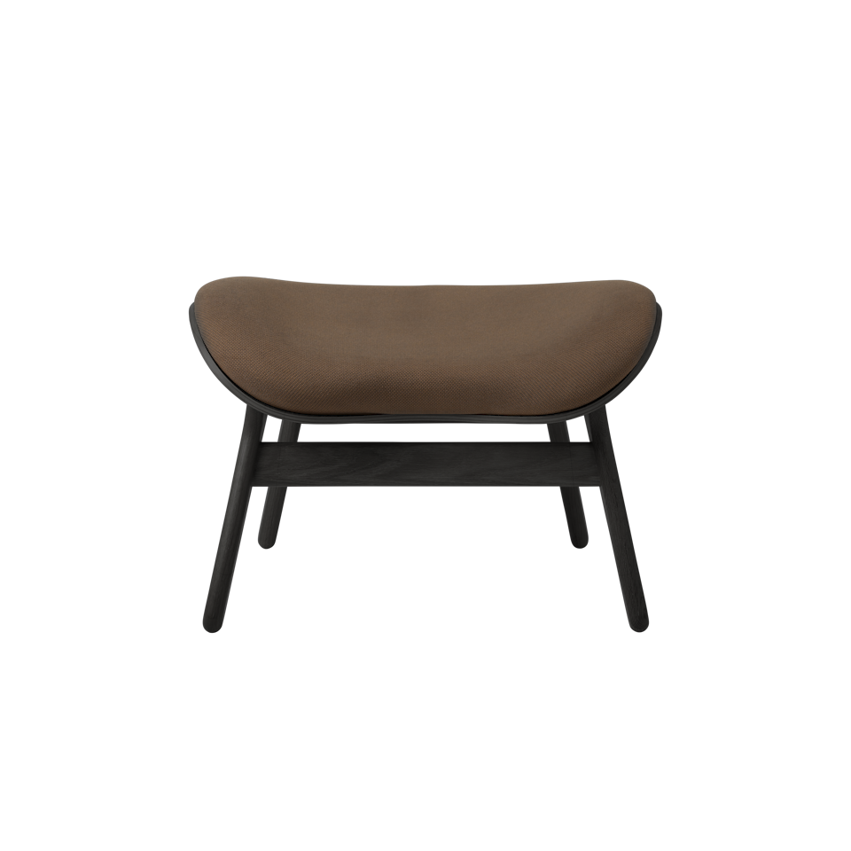 UMAGE A Conversation Piece Ottoman, Black Oak - Mocca, Horizons Textile