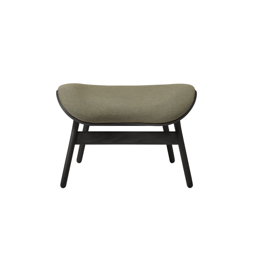 UMAGE A Conversation Piece Ottoman, Black Oak - Morning Meadows, Horizons Textile