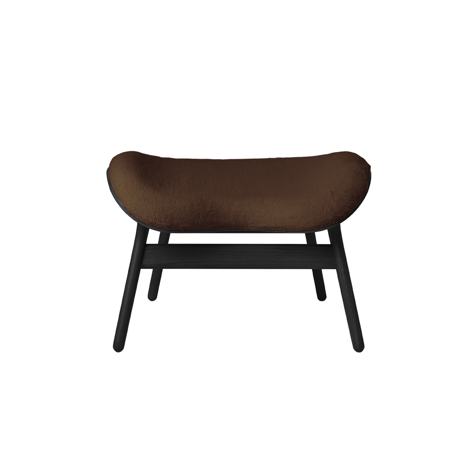UMAGE A Conversation Piece Ottoman, Black Oak - Teddy Brown, Teddy Bear Fabric