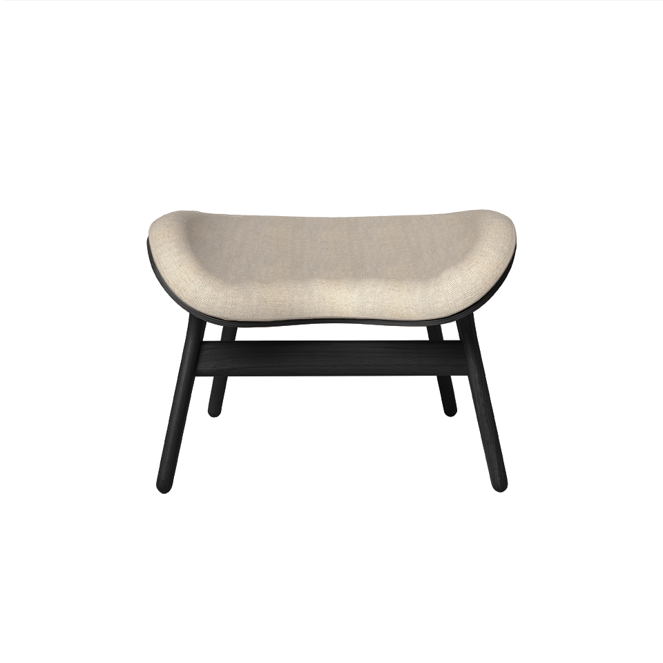 UMAGE A Conversation Piece Ottoman, Black Oak - White Sands, Horizons Textile