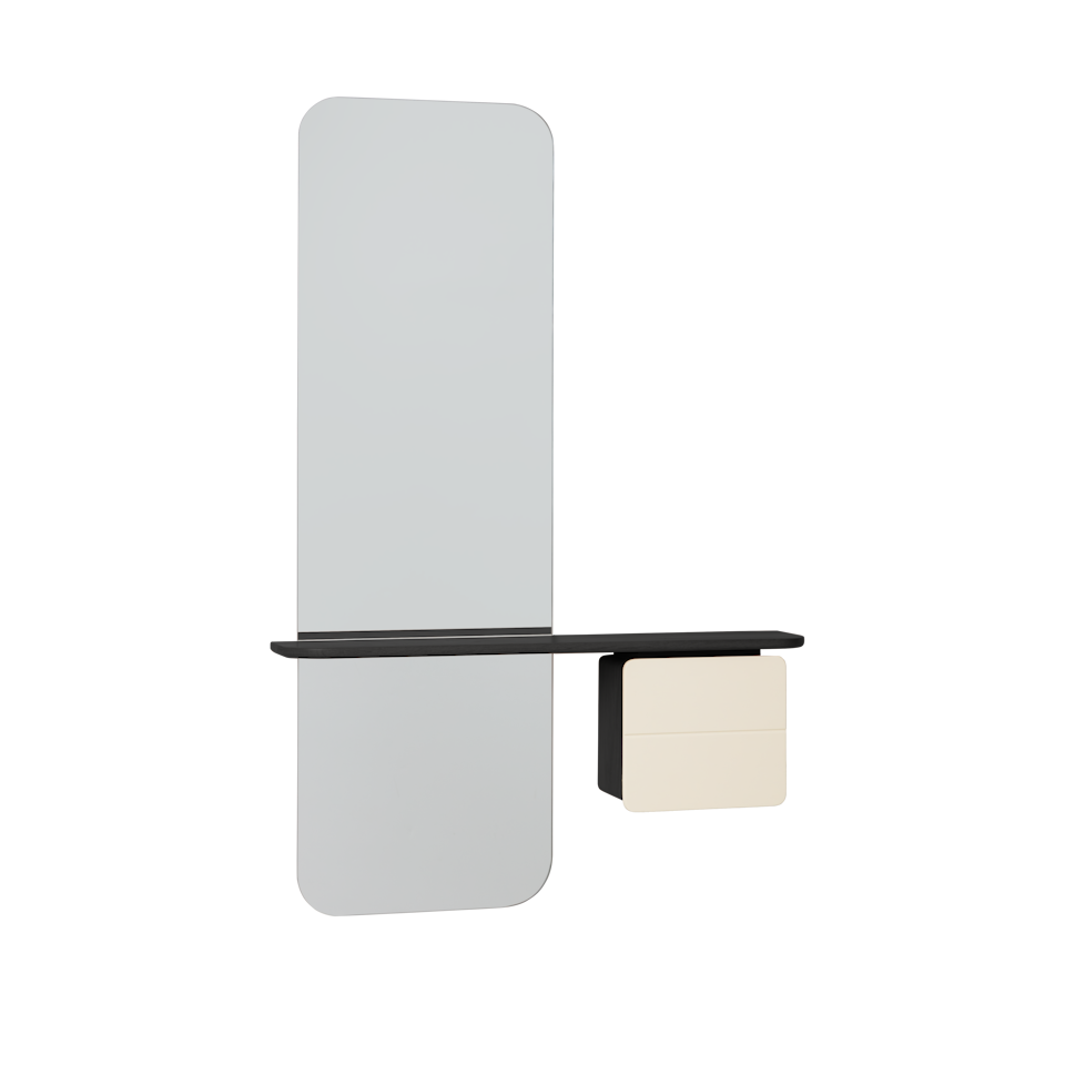 UMAGE One More Look Mirror, Black Oak - Pearl White