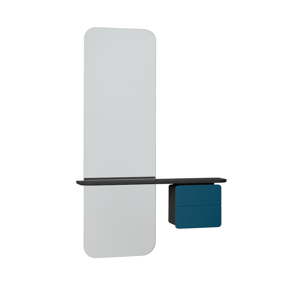 UMAGE One More Look Mirror, Black Oak - Petrol Blue
