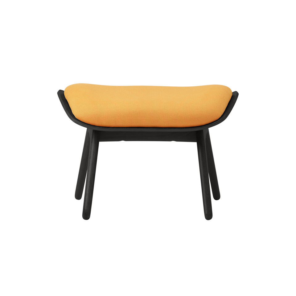 UMAGE The Reader Ottoman, Black Oak - Tangerine, Horizons Textile