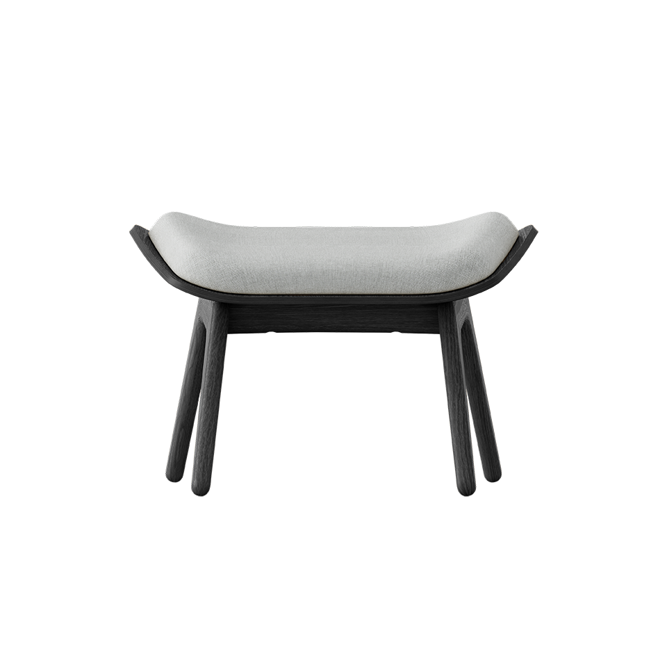 UMAGE The Reader Ottoman, Black Oak - Sterling, Horizons Textile