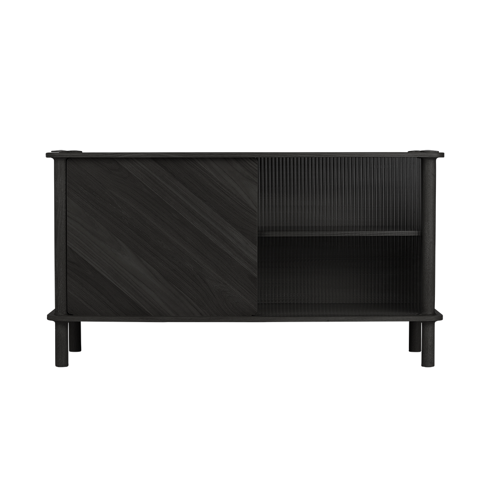UMAGE Italic Sideboard, Wood/Glass - Black Oak