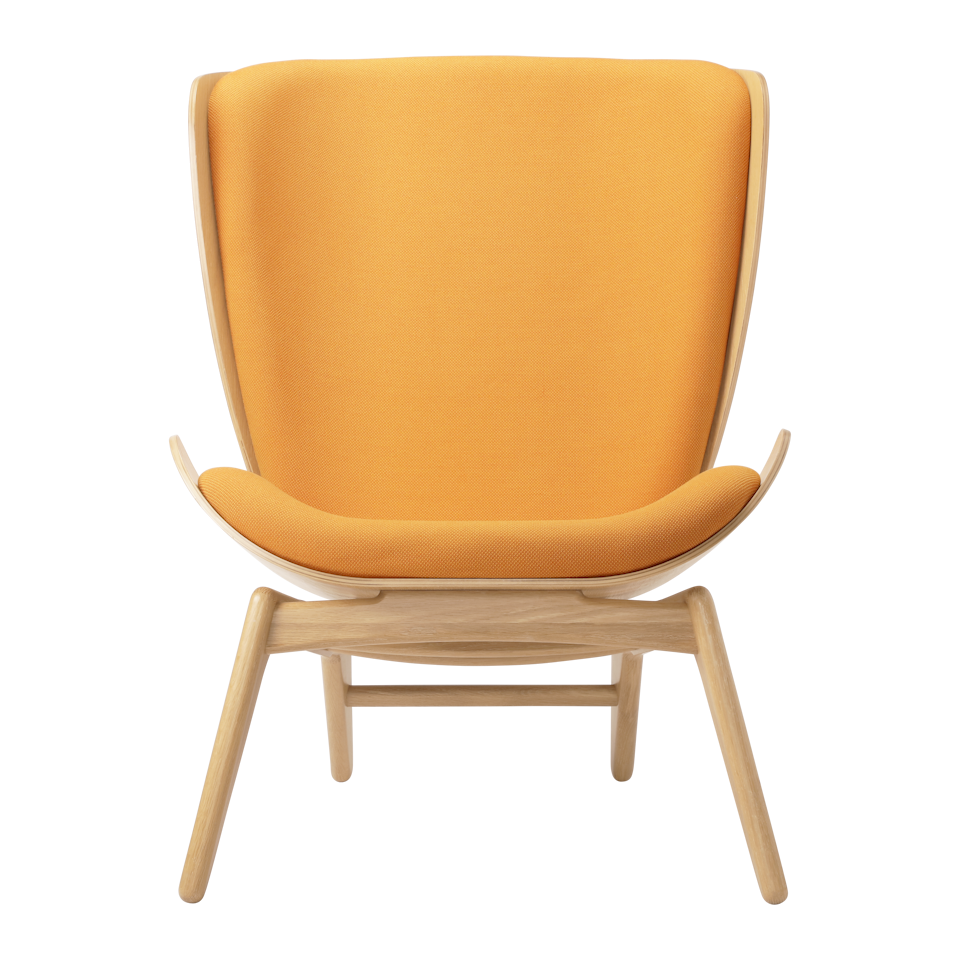 UMAGE The Reader Wing Chair, Oak - Tangerine, Horizons Textile