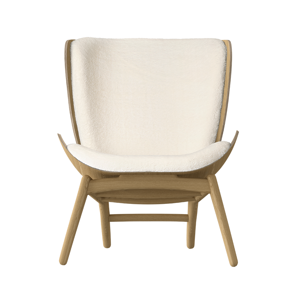 UMAGE The Reader Wing Chair, Oak - Teddy White, Teddy Bear Fabric
