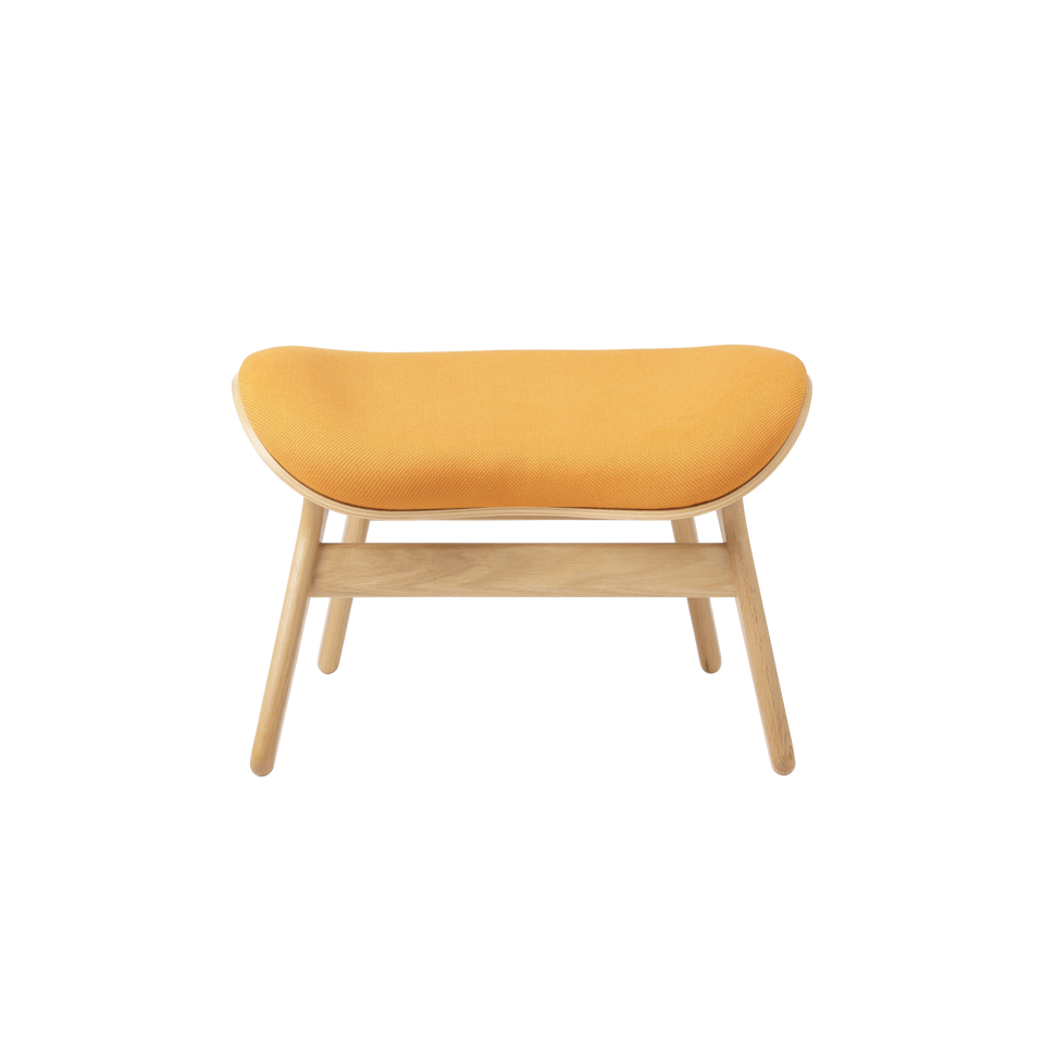 UMAGE A Conversation Piece Ottoman, Oak - Tangerine, Horizons Textile