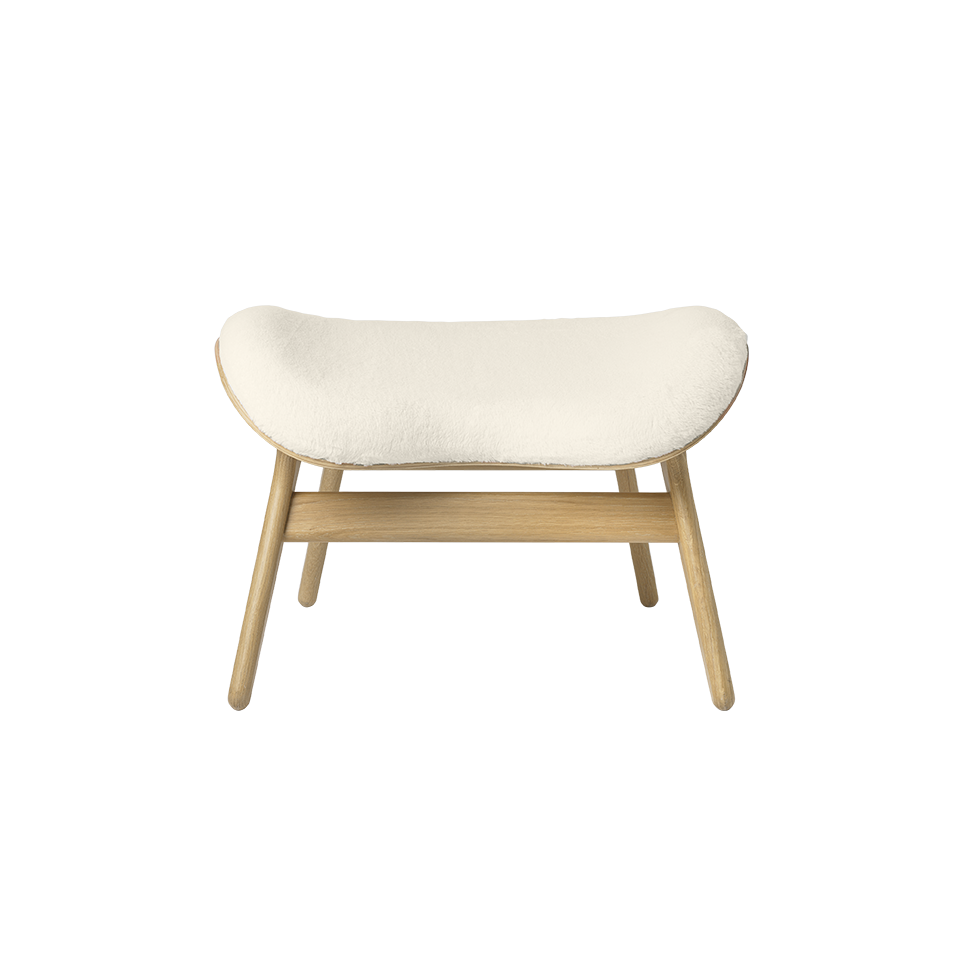 UMAGE A Conversation Piece Ottoman, Oak - Teddy White, Teddy Bear Fabric