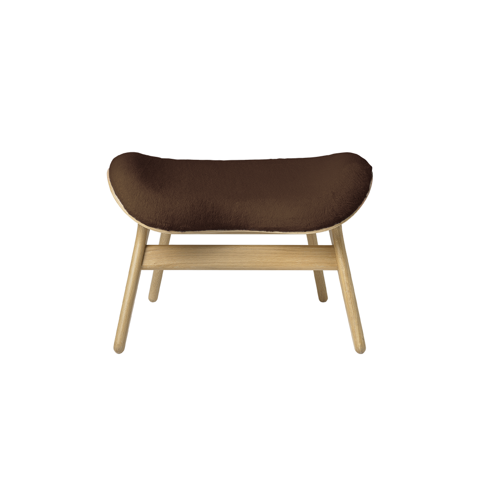 UMAGE A Conversation Piece Ottoman, Oak - Teddy Brown, Teddy Bear Fabric