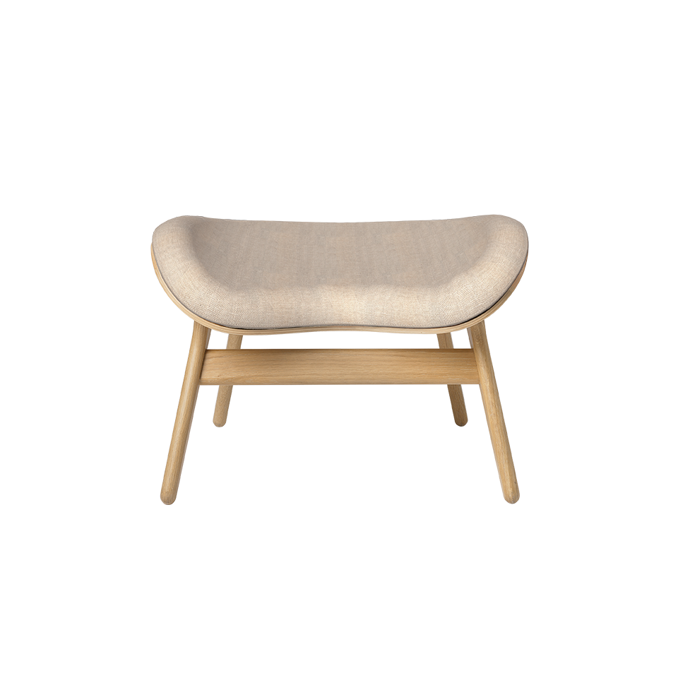 UMAGE A Conversation Piece Ottoman, Oak - White Sands, Horizons Textile