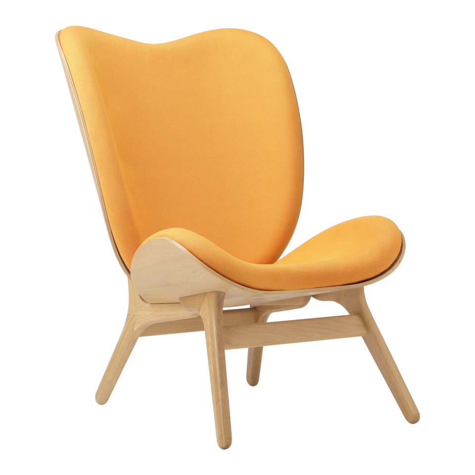 UMAGE A Conversation Piece Lounge Chair, Tall, Oak - Tangerine, Horizons Textile