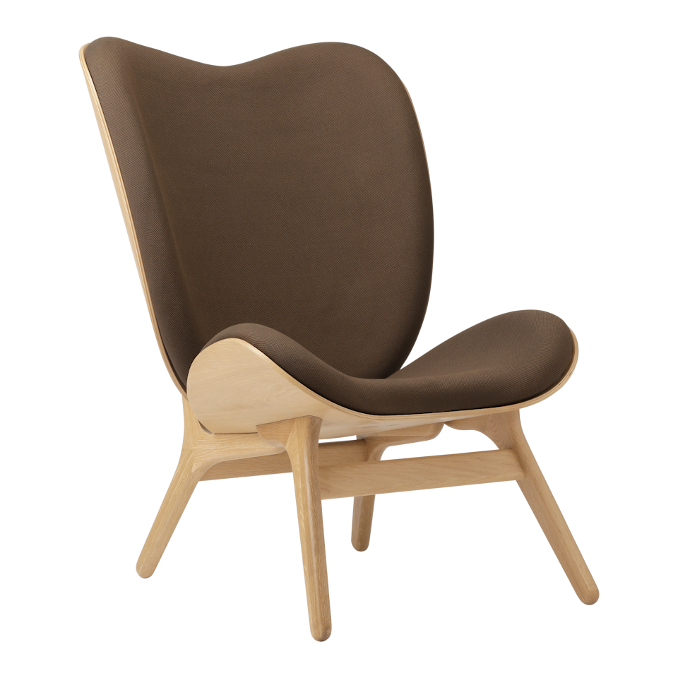 UMAGE A Conversation Piece Lounge Chair, Tall, Oak - Mocca, Horizons Textile