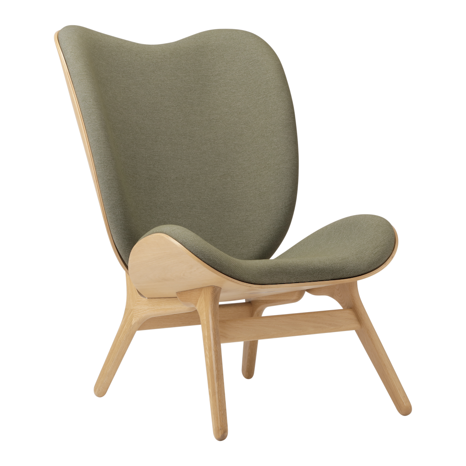 UMAGE A Conversation Piece Lounge Chair, Tall, Oak - Morning Meadows, Horizons Textile