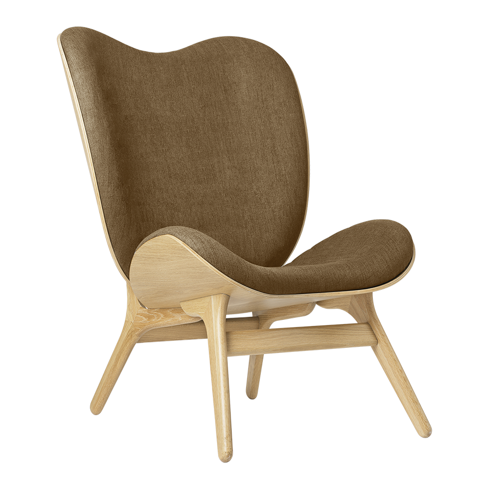 UMAGE A Conversation Piece Lounge Chair, Tall, Oak - Sugar Brown, Horizons Textile