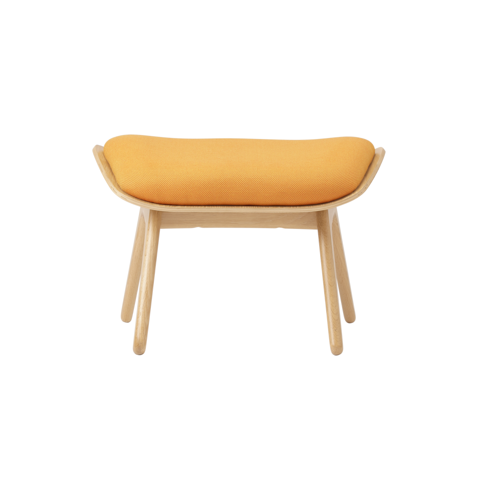 UMAGE The Reader Ottoman, Oak - Tangerine, Horizons Textile