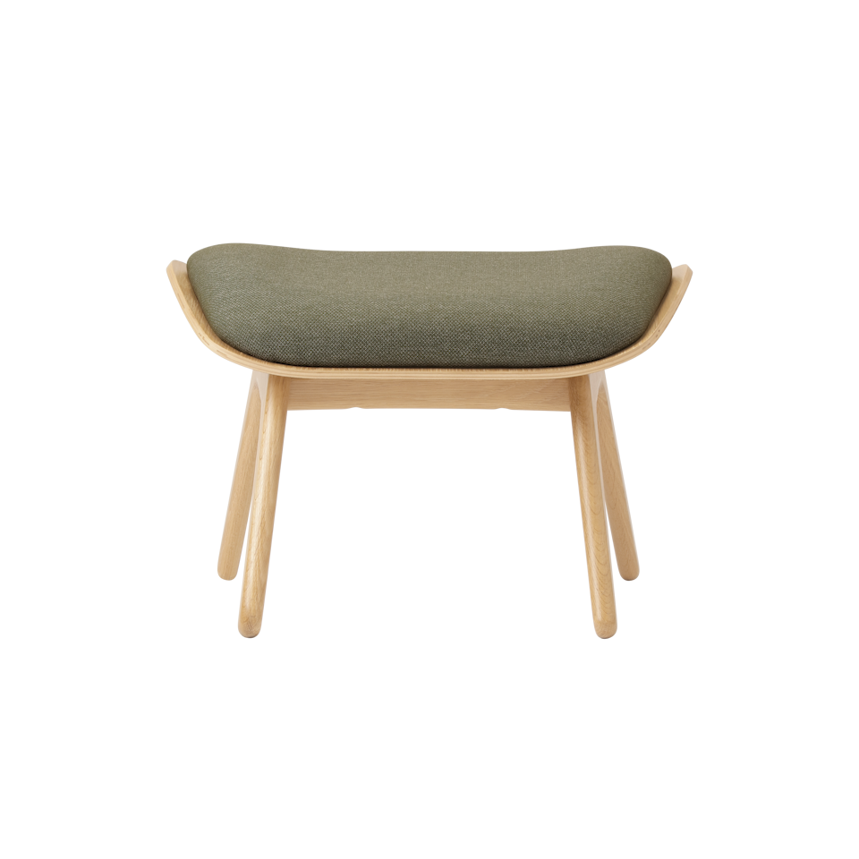 UMAGE The Reader Ottoman, Oak - Morning Meadows, Horizons Textile