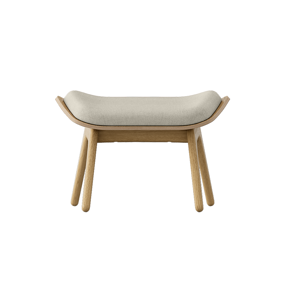 UMAGE The Reader Ottoman, Oak - White Sands, Horizons Textile