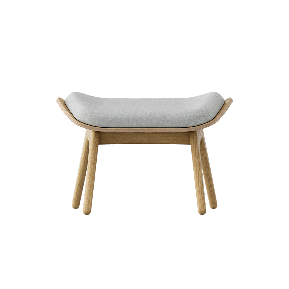 UMAGE The Reader Ottoman, Oak - Sterling, Horizons Textile