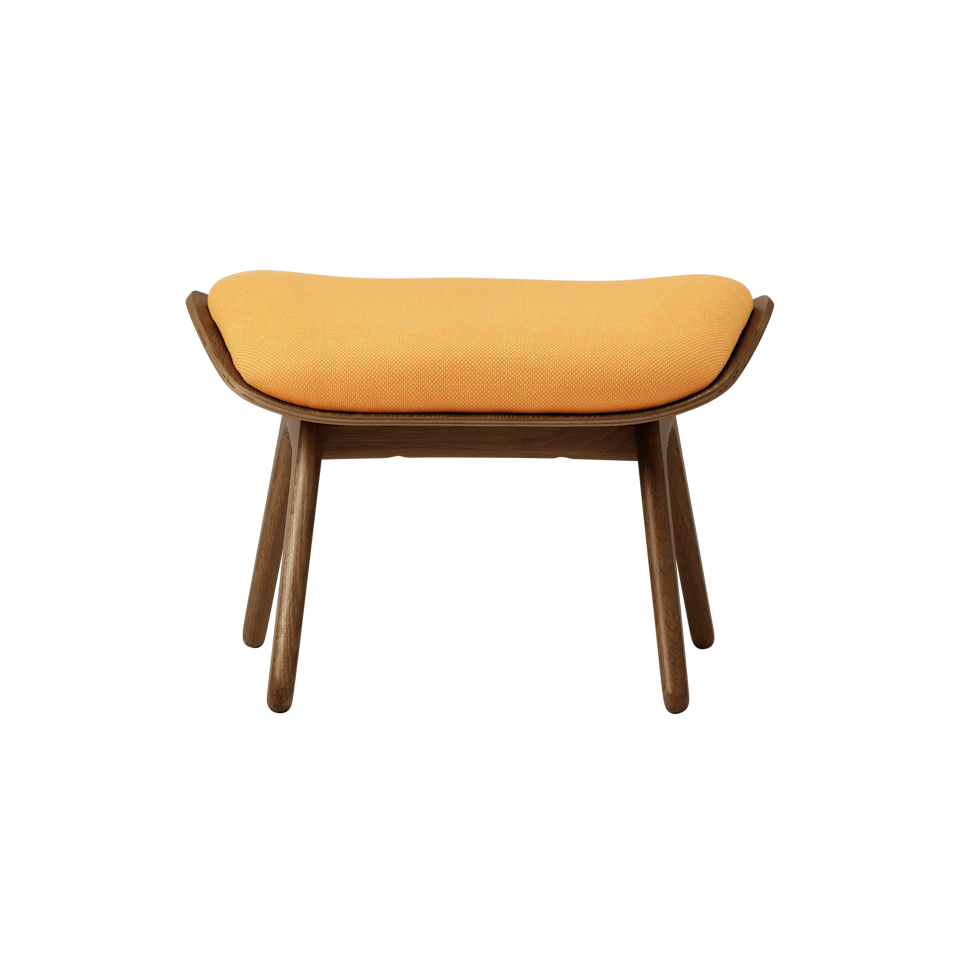 UMAGE The Reader Ottoman, Dark Oak - Tangerine, Horizons Textile