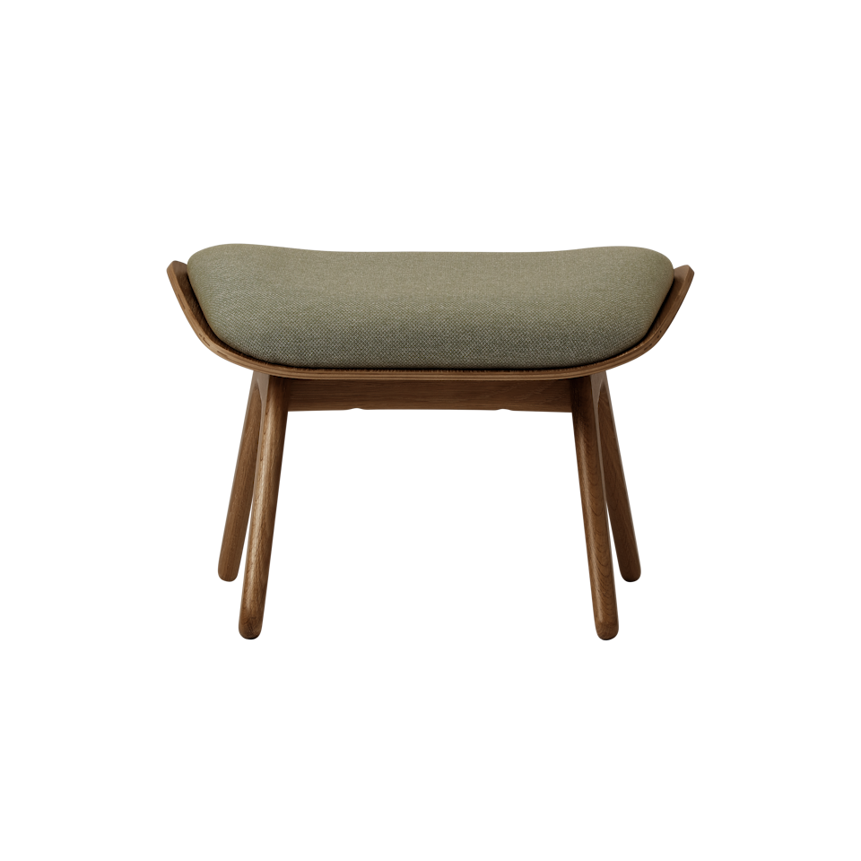 UMAGE The Reader Ottoman, Dark Oak - Morning Meadows, Horizons Textile