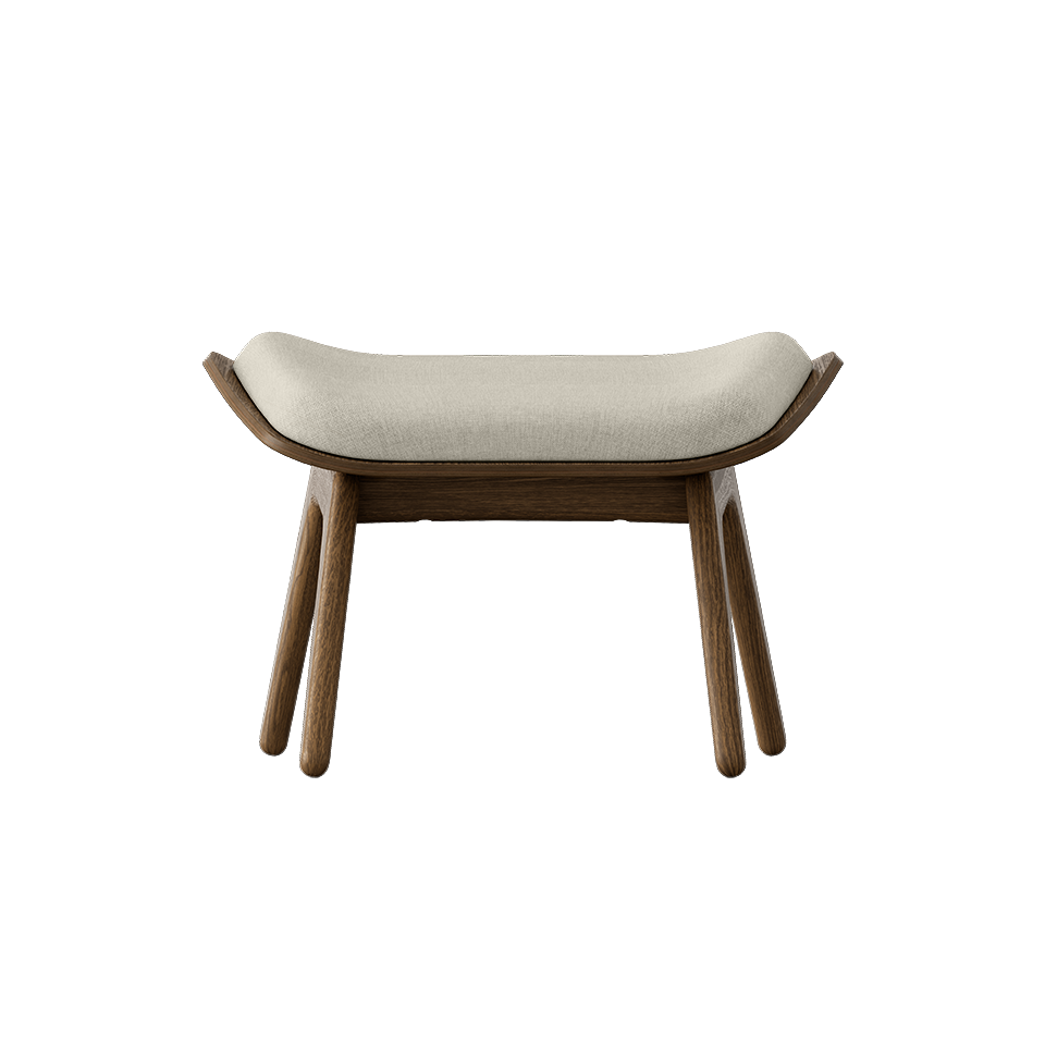 UMAGE The Reader Ottoman, Dark Oak - White Sands, Horizons Textile