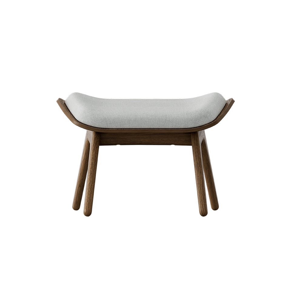UMAGE The Reader Ottoman, Dark Oak - Sterling, Horizons Textile