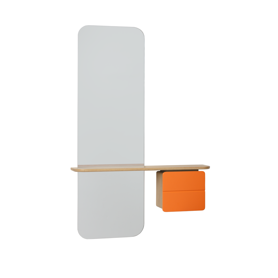 UMAGE One More Look Mirror, Oak - Nuance Orange