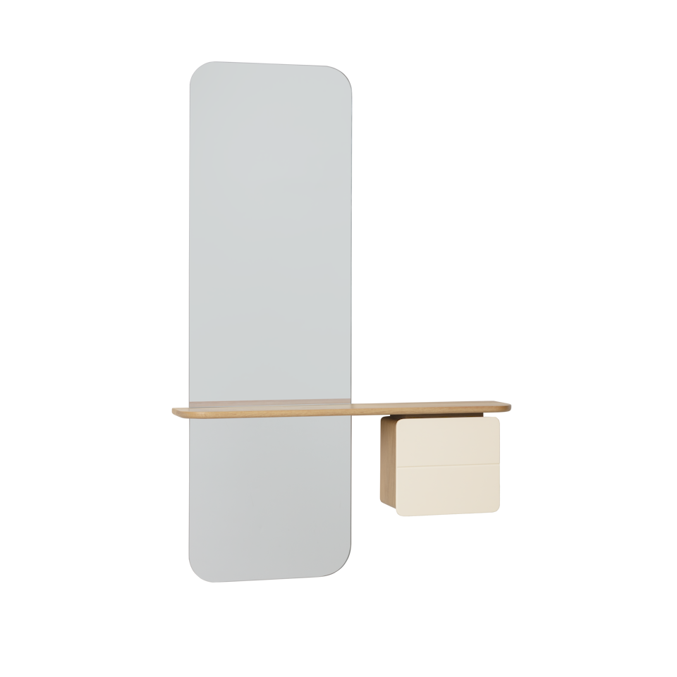 UMAGE One More Look Mirror, Oak - Pearl White