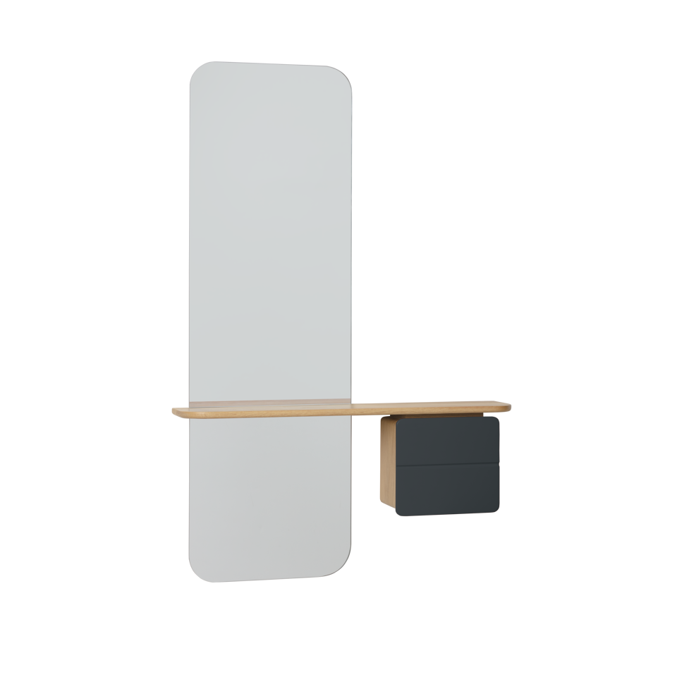 UMAGE One More Look Mirror, Oak - Anthracite Grey