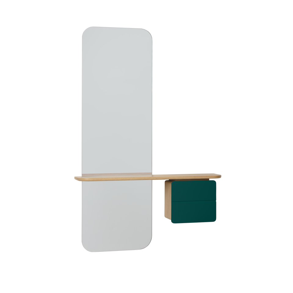 UMAGE One More Look Mirror, Oak - Forest Green