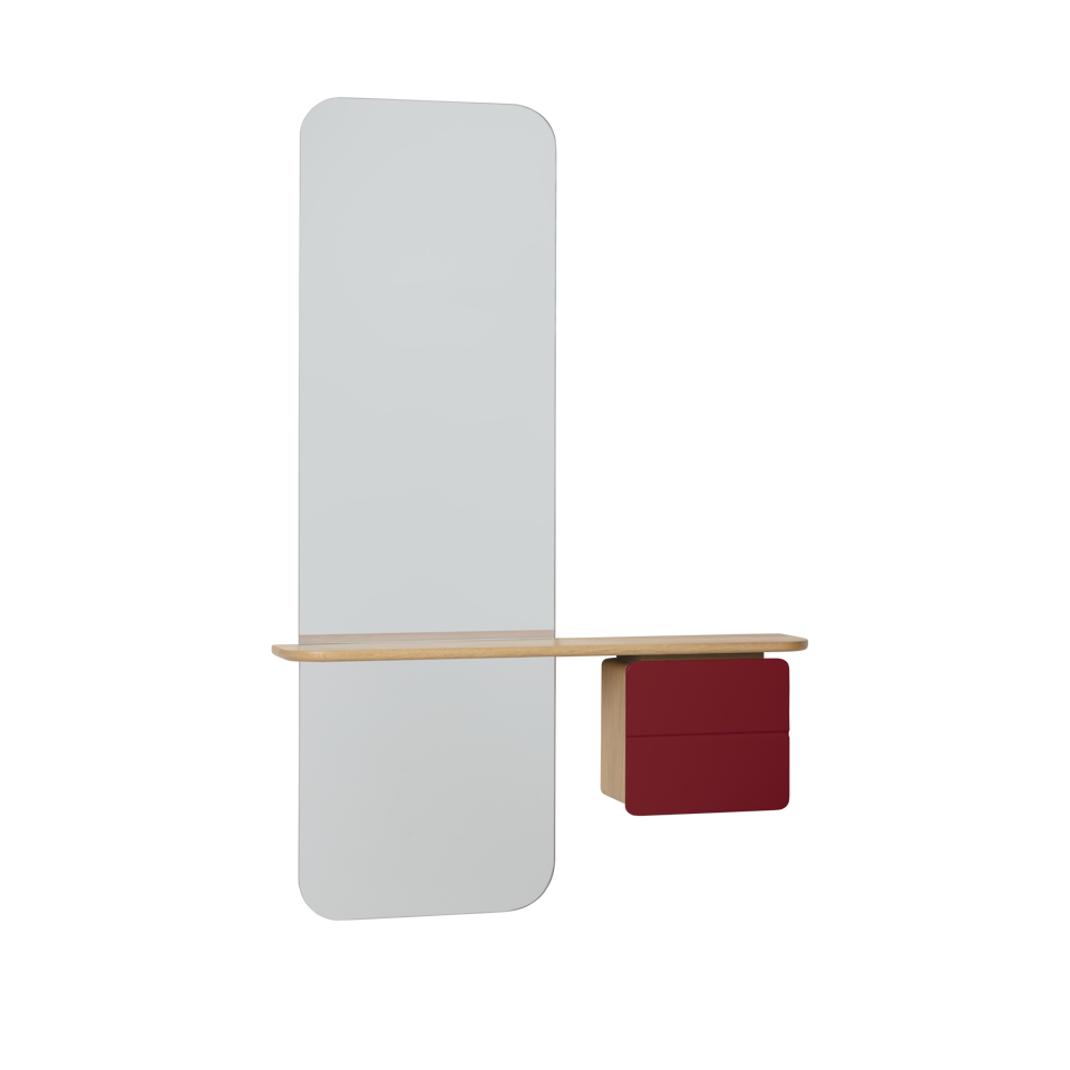 UMAGE One More Look Mirror, Oak - Ruby Red