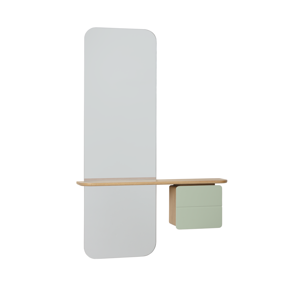 UMAGE One More Look Mirror, Oak - Nuance Olive