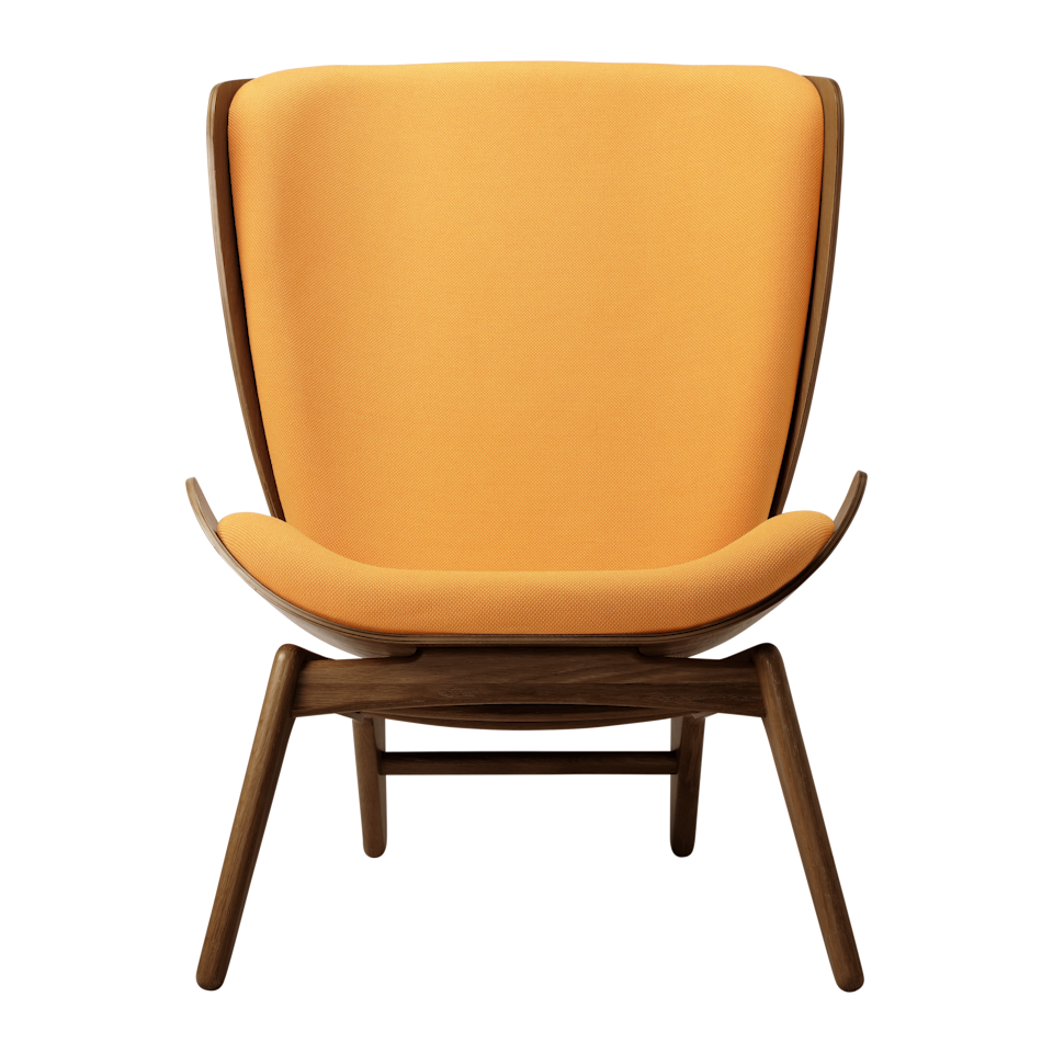 UMAGE The Reader Wing Chair, Dark Oak - Tangerine, Horizons Textile