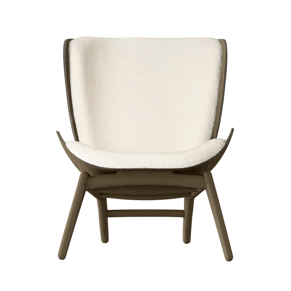 UMAGE The Reader Wing Chair, Dark Oak - Teddy White, Teddy Bear Fabric