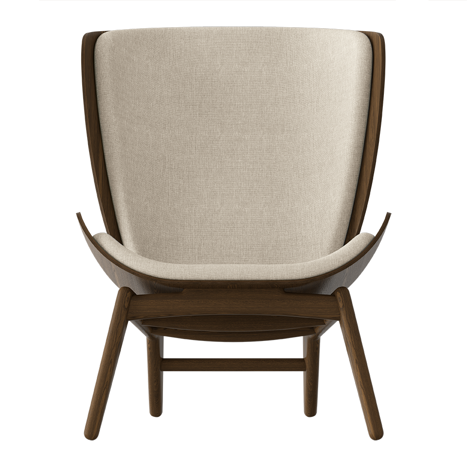 UMAGE The Reader Wing Chair, Dark Oak - White Sands, Horizons Textile