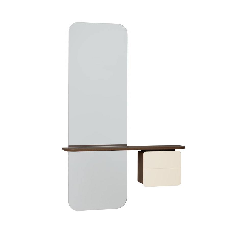 UMAGE One More Look Mirror, Dark Oak - Pearl White