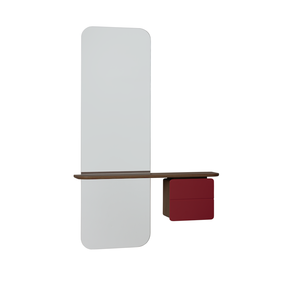 UMAGE One More Look Mirror, Dark Oak - Ruby Red