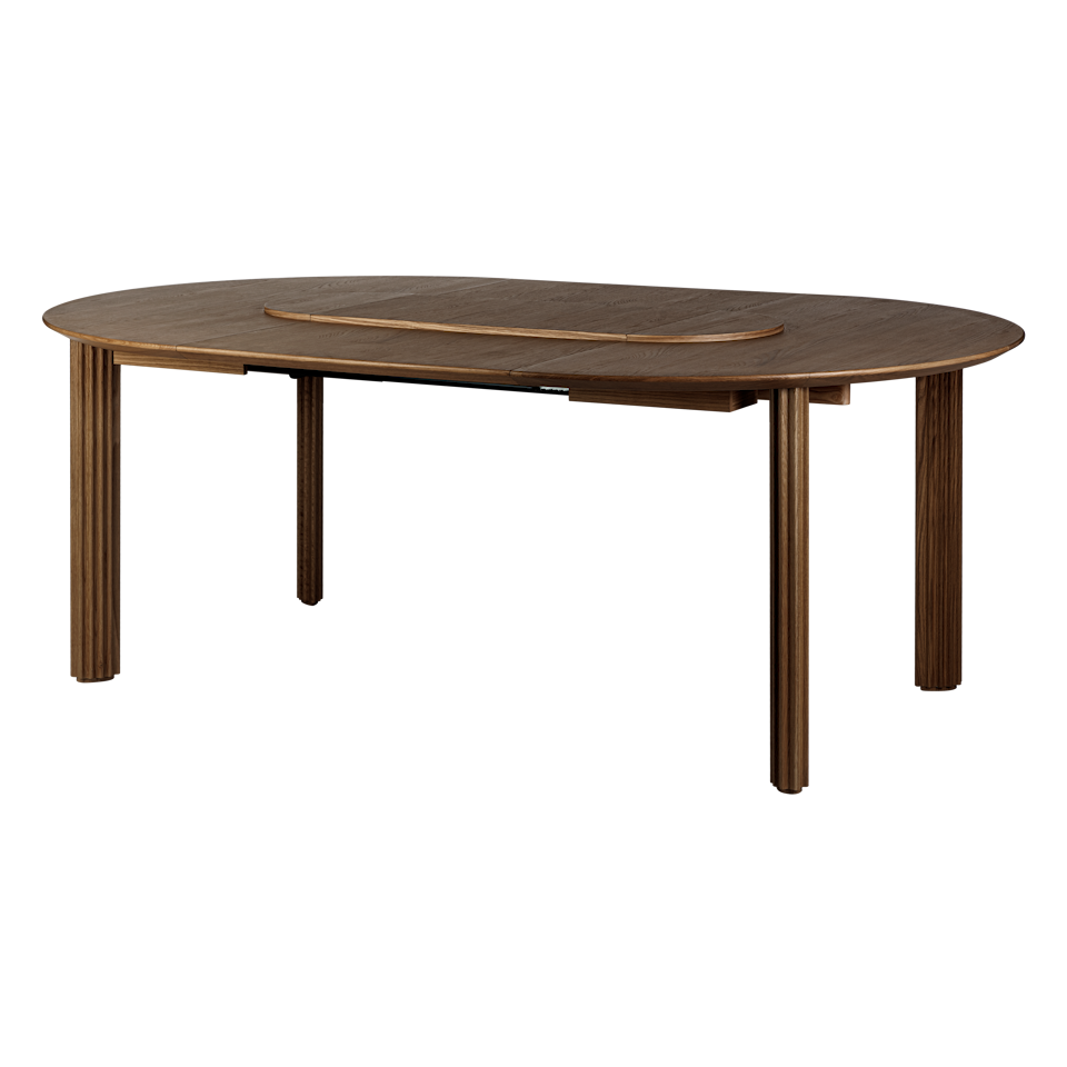 UMAGE Comfort Circle Dining Table with Extension, Dark Oak - Rippled