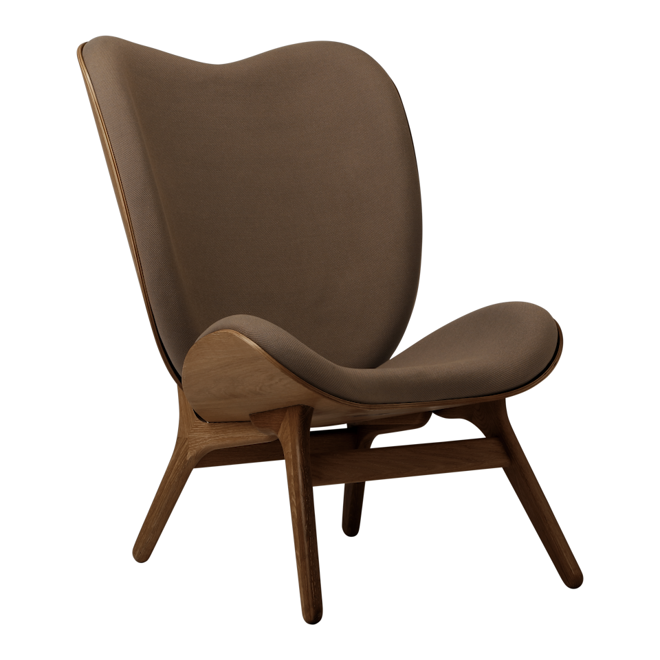 UMAGE A Conversation Piece Lounge Chair, Tall, Dark Oak - Mocca, Horizons Textile