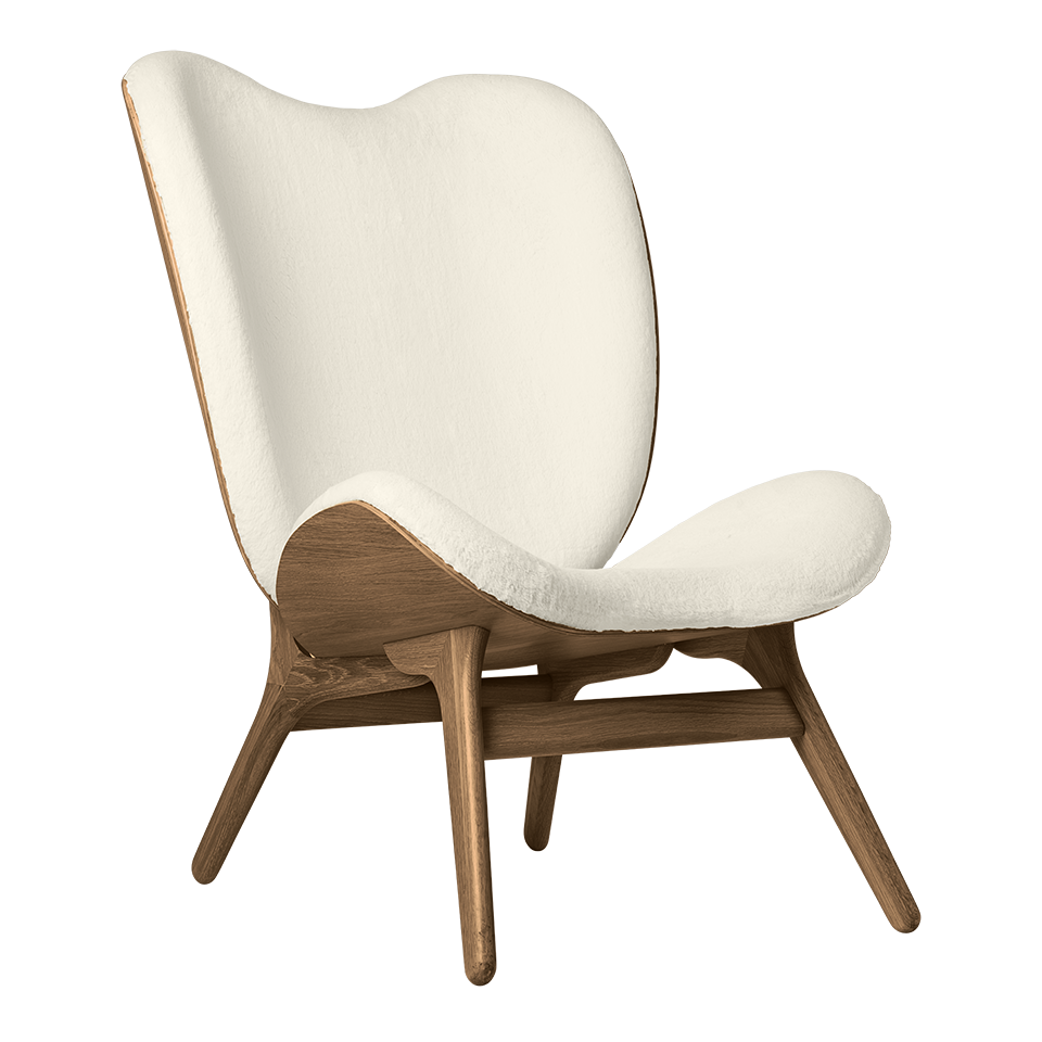UMAGE A Conversation Piece Lounge Chair, Tall, Dark Oak - Teddy White, Teddy Bear Fabric