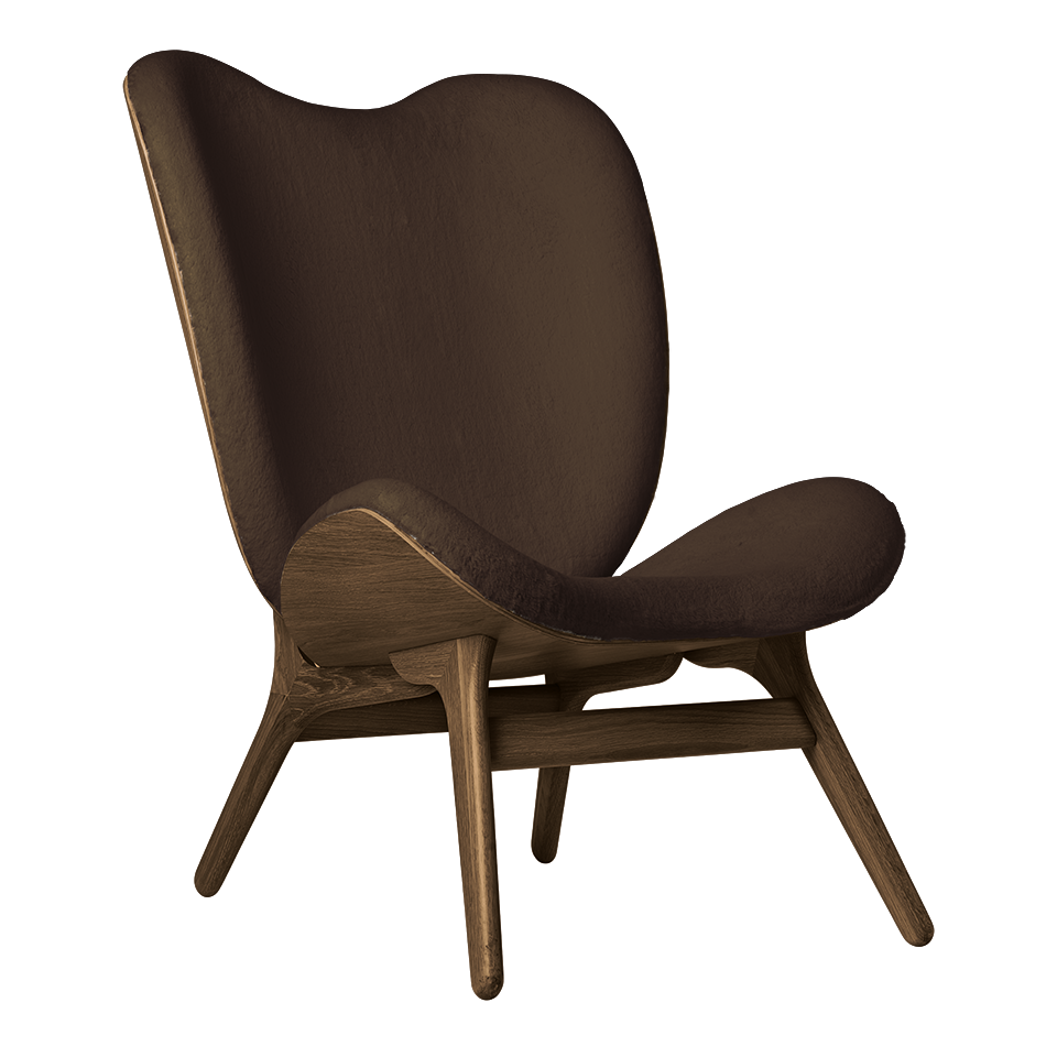 UMAGE A Conversation Piece Lounge Chair, Tall, Dark Oak - Teddy Brown, Teddy Bear Fabric