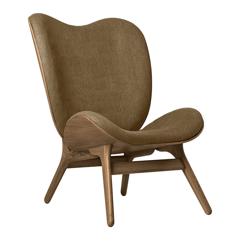 UMAGE A Conversation Piece Lounge Chair, Tall, Dark Oak - Sugar Brown, Horizons Textile