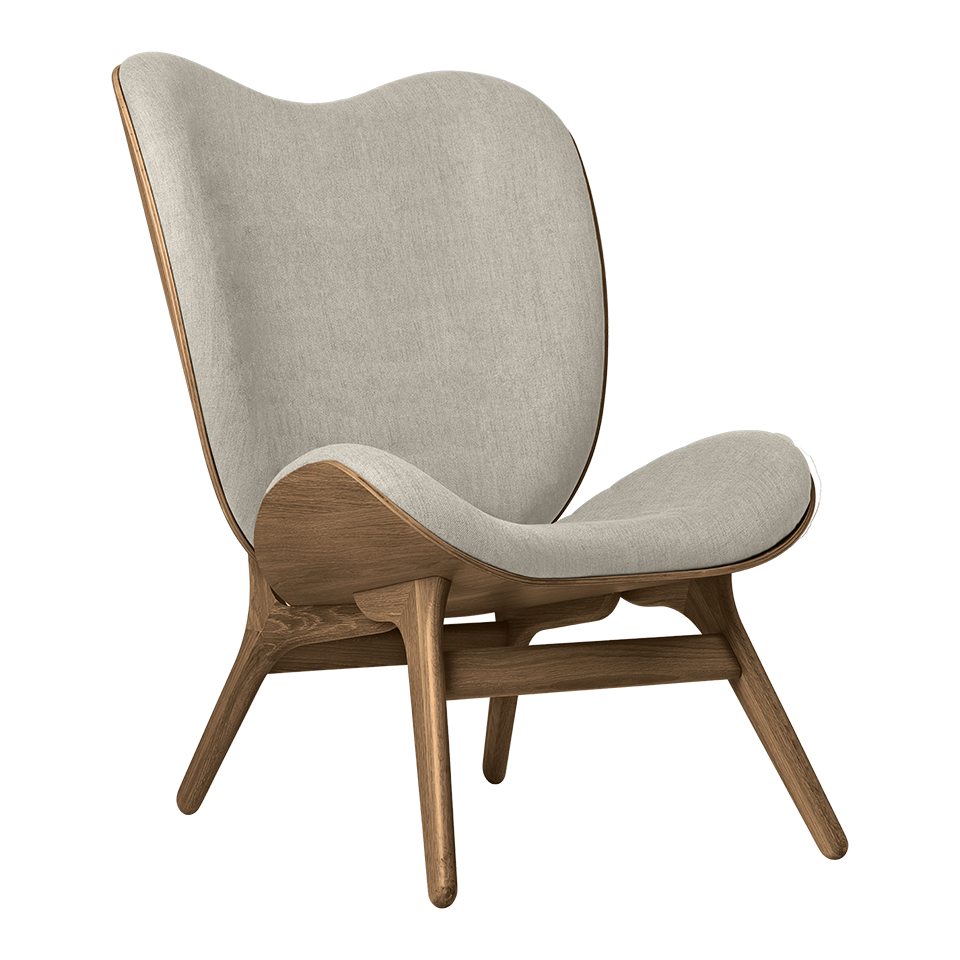 UMAGE A Conversation Piece Lounge Chair, Tall, Dark Oak - White Sands, Horizons Textile