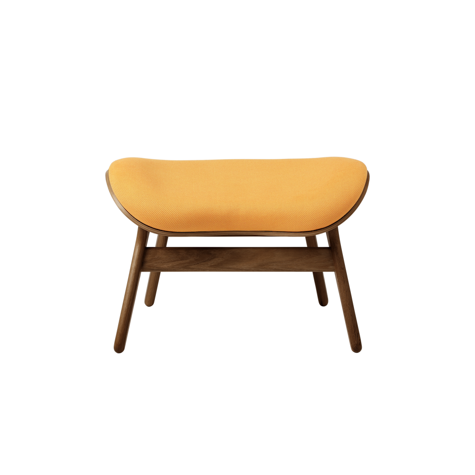 UMAGE A Conversation Piece Ottoman, Dark Oak - Tangerine, Horizons Textile