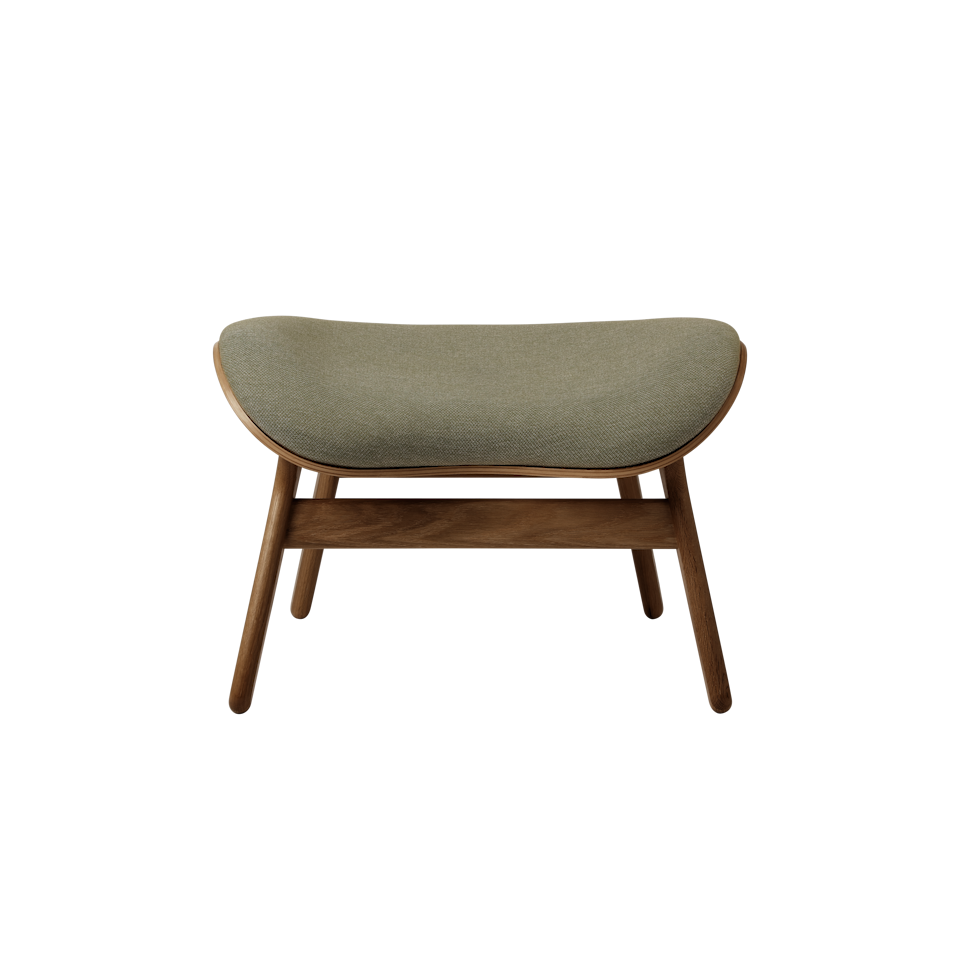 UMAGE A Conversation Piece Ottoman, Dark Oak - Morning Meadows, Horizons Textile