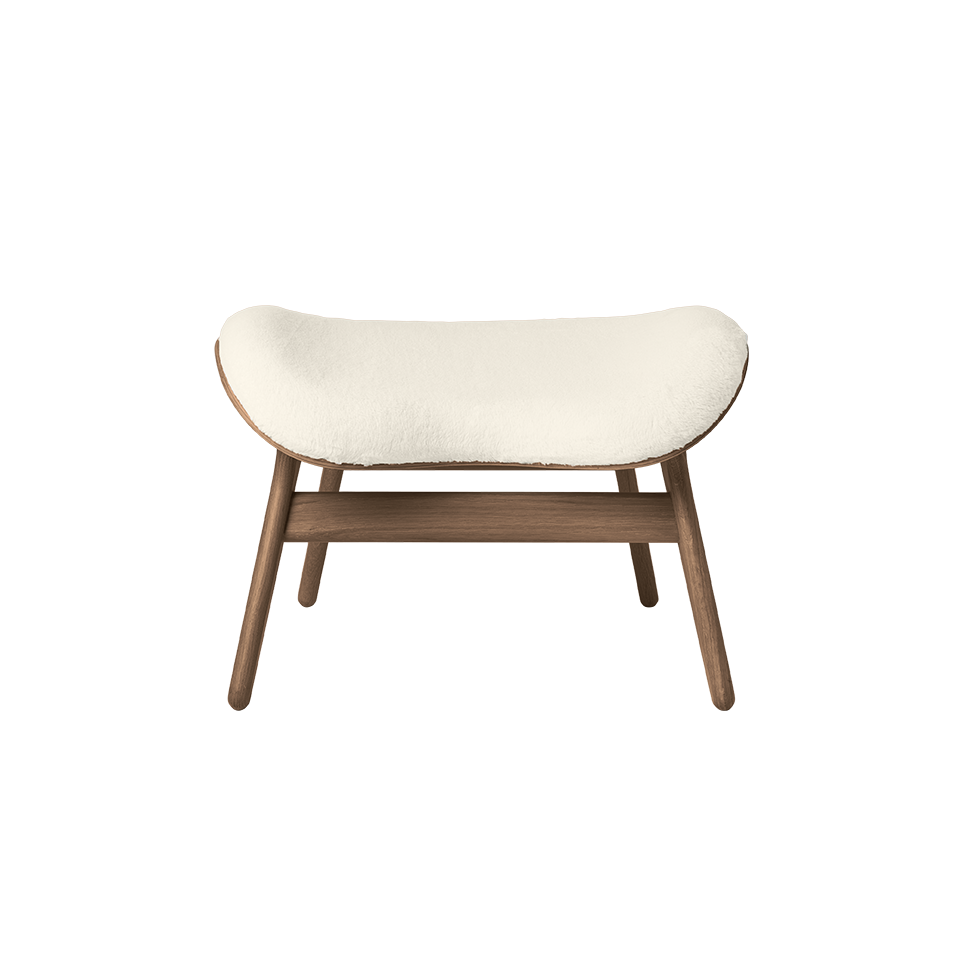 UMAGE A Conversation Piece Ottoman, Dark Oak - Teddy White, Teddy Bear Fabric