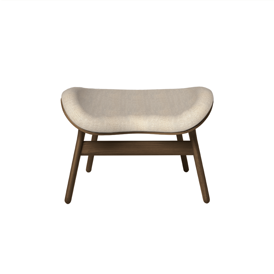 UMAGE A Conversation Piece Ottoman, Dark Oak - White Sands, Horizons Textile