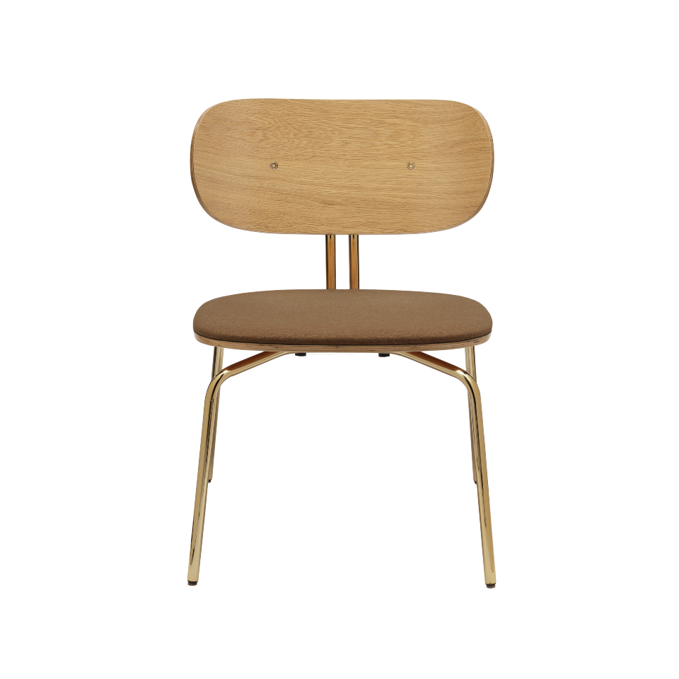 UMAGE Curious Lounge Chair, Brass Legs - Sugar Brown, Horizons Textile