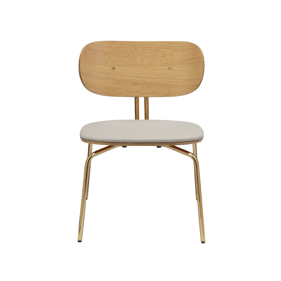 UMAGE Curious Lounge Chair, Brass Legs - White Sands, Horizons Textile